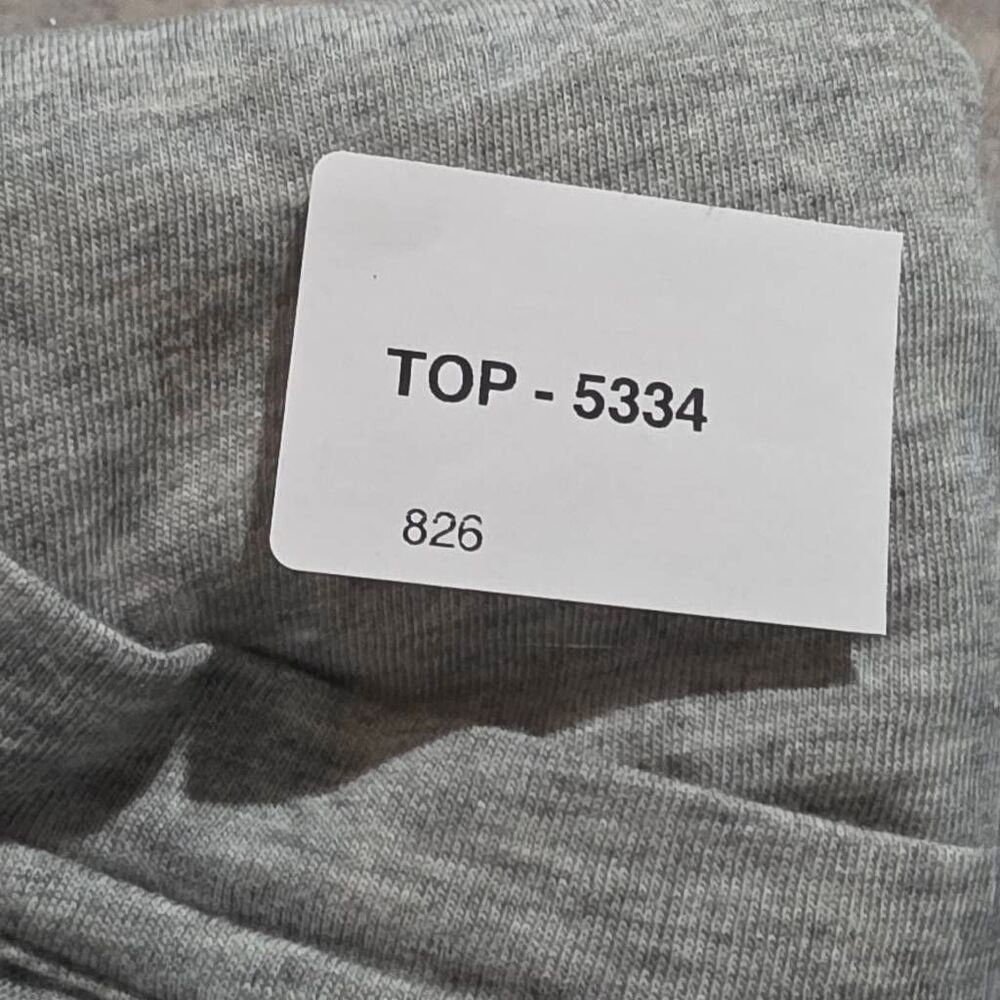LOGO Instant Chic L Gray Ruffle Rhinestone 3/4 Sleeve Top - Picture 7 of 7